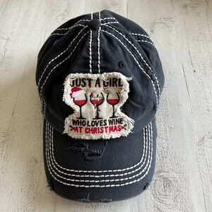 🍷🎄 Just a girl who loves wine and  Christmas baseball cap 🍷🎄